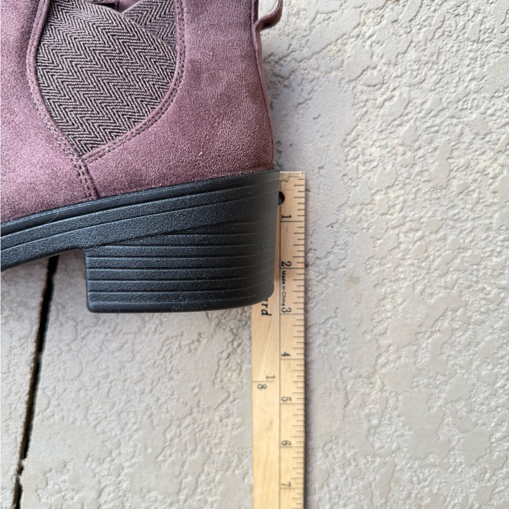 10 Women's Suede Ankle Boots - Plum - Picture 7 of 7
